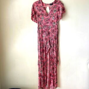 NWT Angie Hippy Boho Floral Shorts Romper Maxi High Low Size Small